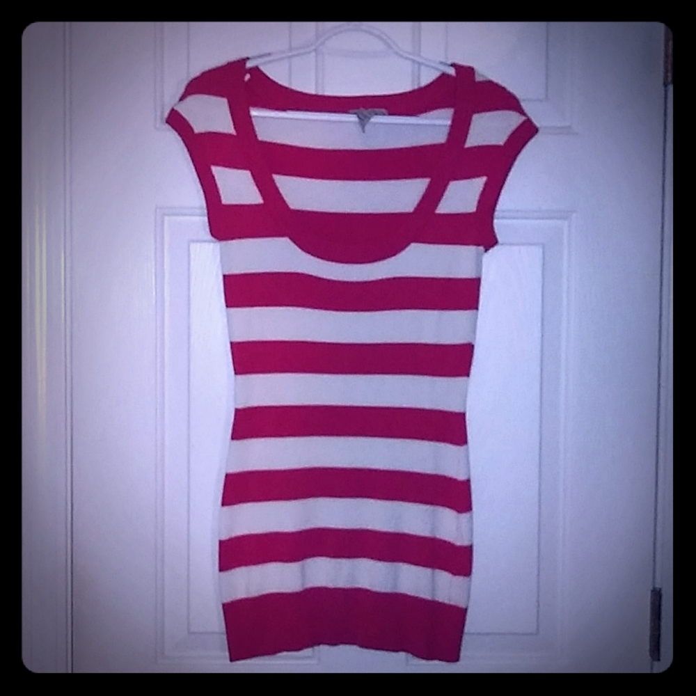 Forever 21 Nautical Red & White Fitted Tqop -sz L!